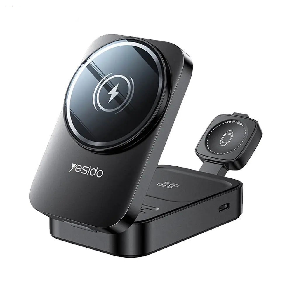 Station de Charge sans Fil Yesido DS27 3 en 1 Noir