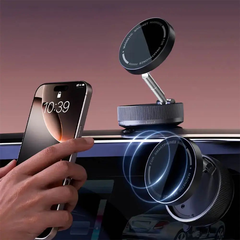 Support Smartphone Magnétique Magnétique avec Fixation Ventouse Noir