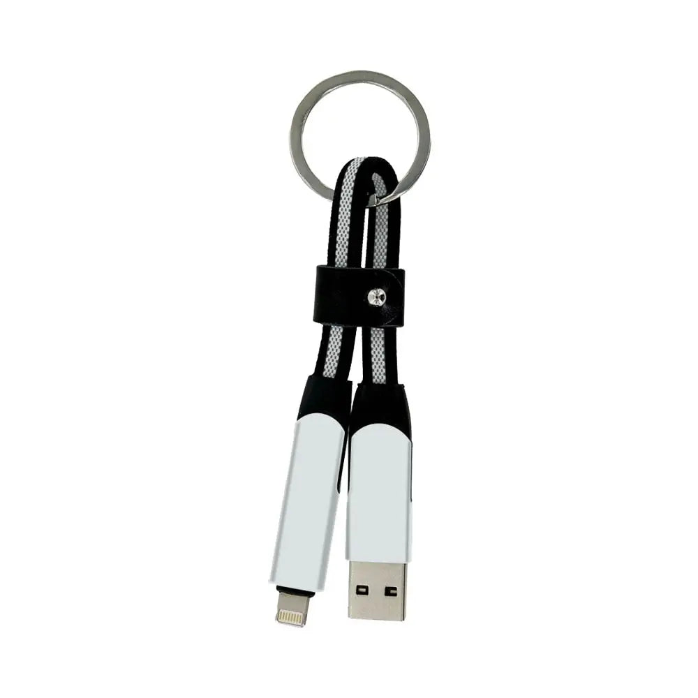 Porte-Clés Multi Câbles 5 en 1 (Lightning + 2x USB-C + USB-A) Argent