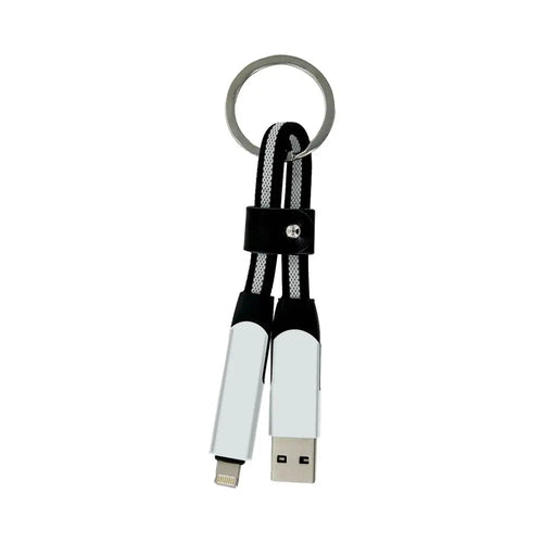 Porte-Clés Multi Câbles 5 en 1 (Lightning + 2x USB-C + USB-A) Argent
