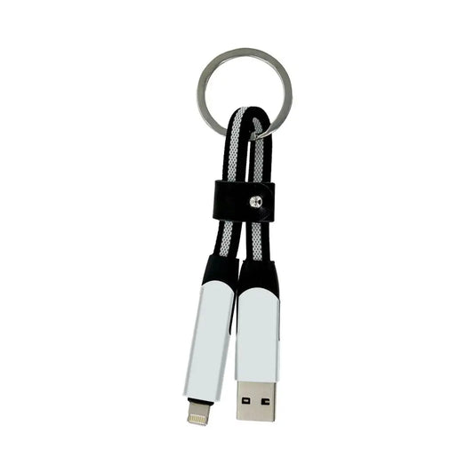 Porte-Clés Multi Câbles 5 en 1 (Lightning + 2x USB-C + USB-A) Argent