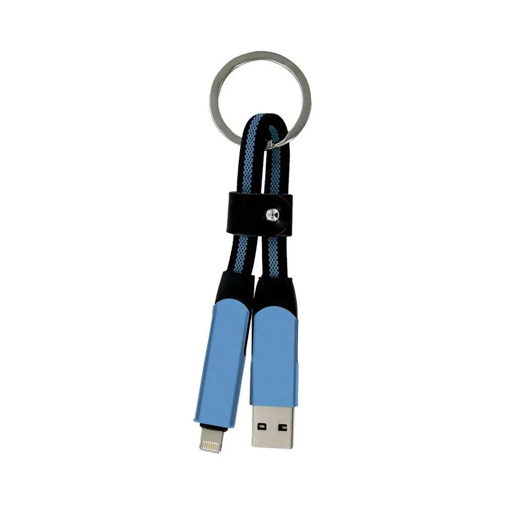 Porte-Clés Multi Câbles 5 en 1 (Lightning + 2x USB-C + USB-A) Bleu