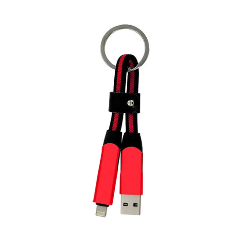 Porte-Clés Multi Câbles 5 en 1 (Lightning + 2x USB-C + USB-A) Rouge