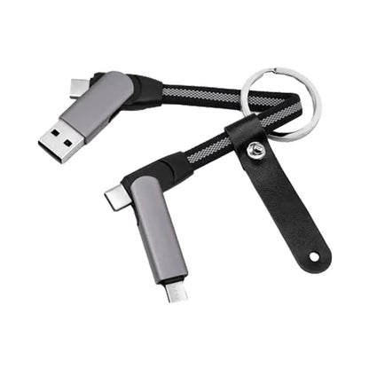 Porte-Clés Multi Câbles 5 en 1 (Lightning + 2x USB-C + USB-A) Gris