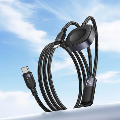Câble de Charge Montre Connectée Yesido CA136L USB-C vers Lightning 27W + Pad de Charge 2.5W Noir