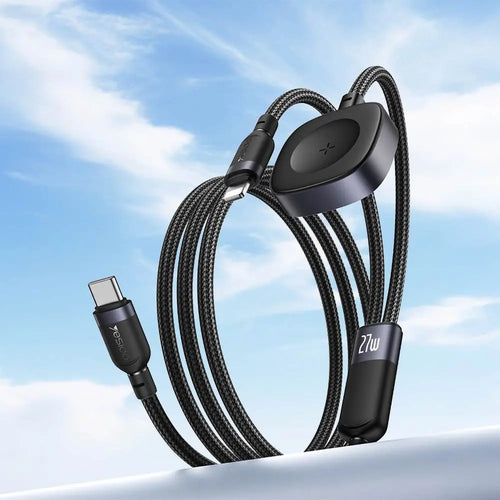 Câble de Charge Montre Connectée Yesido CA136L USB-C vers Lightning 27W + Pad de Charge 2.5W Noir