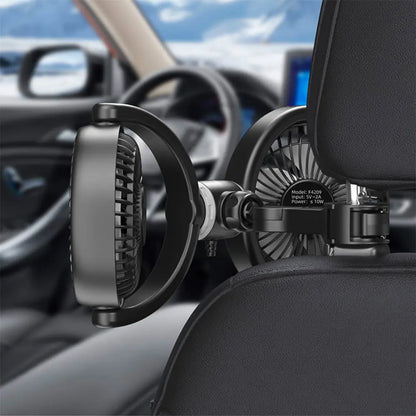 Ventilateur pour Voiture Double avec Fixation pour Sièges Arrière Noir