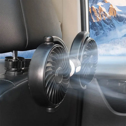Ventilateur pour Voiture Double avec Fixation pour Sièges Arrière Noir
