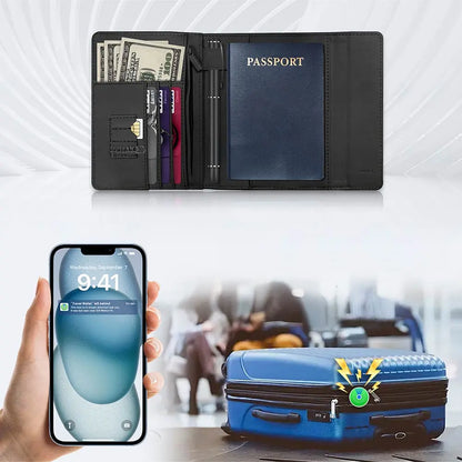 Traceur GPS MILI MiBook Travel Wallet Étui Passeport avec MiTag Intégrée iOS Apple Find My Noir