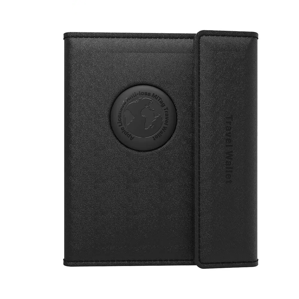 Traceur GPS MILI MiBook Travel Wallet Étui Passeport avec MiTag Intégrée iOS Apple Find My Noir