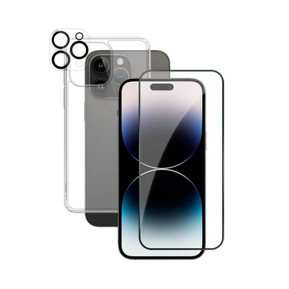 Pack de Protection Coque + Protection Lentille + Verre Trempé PROTECT pour Apple iPhone 14 Pro Max Transparent