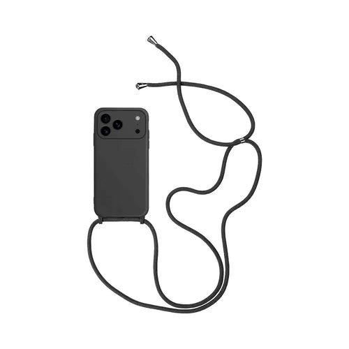Coque Silicone avec Cordon Apple iPhone 17 Pro Max Noir