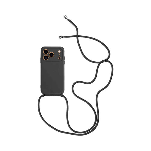 Coque Silicone avec Cordon pour Apple iPhone 17 Pro Noir