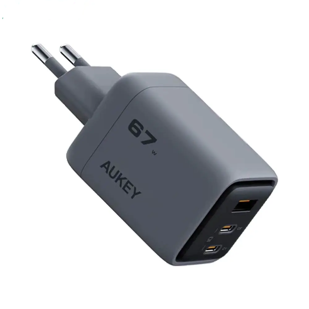 Chargeur Secteur Multi GaN AUKEY PA-C3 67W 2x USB-C + 1 USB Gris