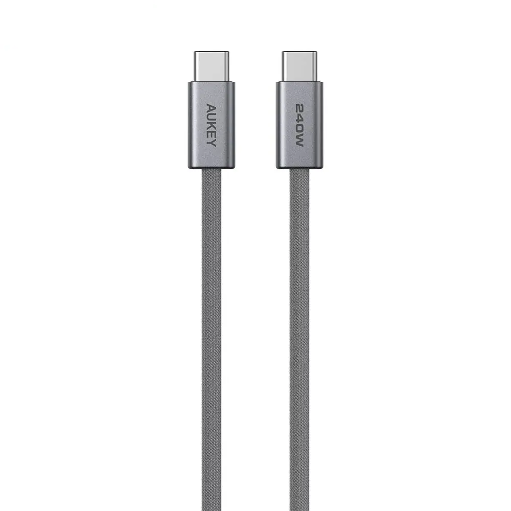 Câble Data USB-C vers USB-C AUKEY CB-DCC242 En Nylon Tressé 240W 1.8m Gris