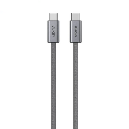 Câble Data USB-C vers USB-C AUKEY CB-DCC242 En Nylon Tressé 240W 1.8m Gris