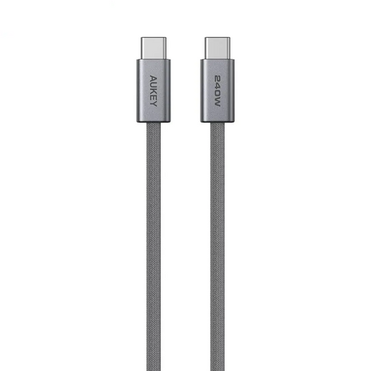 Câble Data USB-C vers USB-C AUKEY CB-DCC242 En Nylon Tressé 240W 1.8m Gris