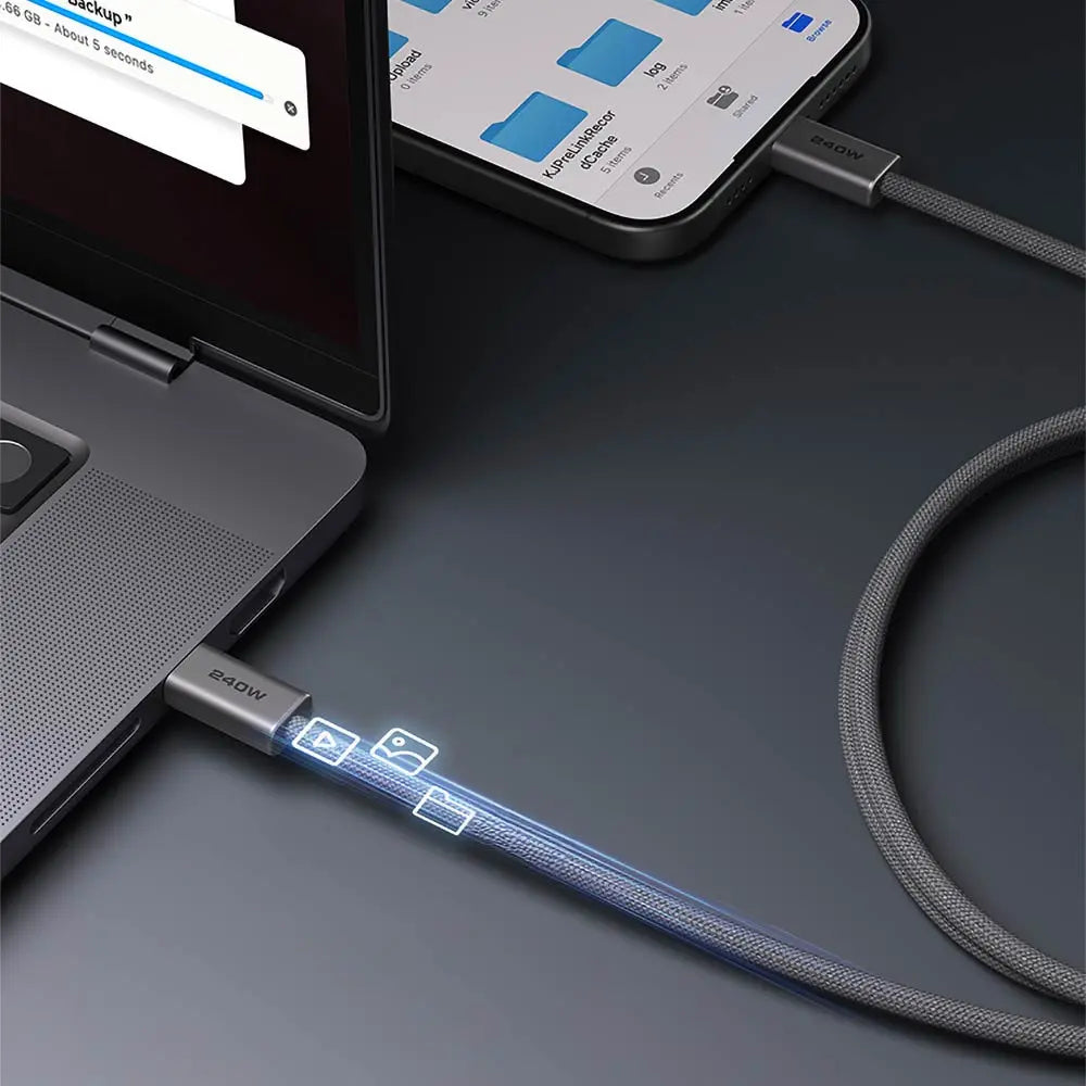 Câble Data USB-C vers USB-C AUKEY CB-DCC242 En Nylon Tressé 240W 1.8m Gris