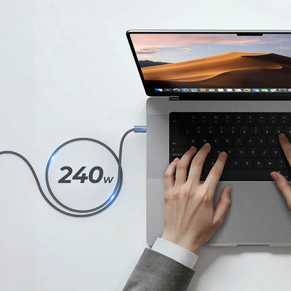 Câble Data USB-C vers USB-C AUKEY CB-DCC242 En Nylon Tressé 240W 1.8m Gris