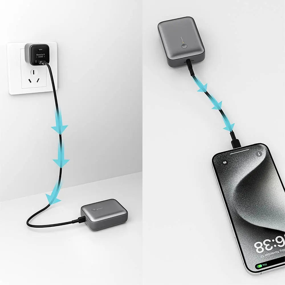 Batterie Externe Power Bank AUKEY avec Câble USB vers USB-C 30cm PB-Y55 10000mAh 22.5W Gris