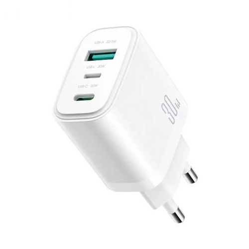 Chargeur Secteur Multi GaN JOYROOM JR-TG6 30W (USB-C + USB + Lightning)