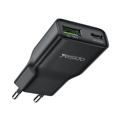 Chargeur Secteur Multi GaN Yesido YC112 USB + USB-C 20W Noir