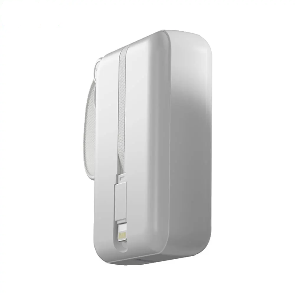 Batterie Externe Power Bank d-power avec Câbles USB-C + Lightning P8284 10000mAh 22.5W Blanc
