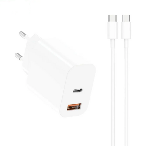 Chargeur Secteur Multi d-power avec Câble USB-C vers USB-C J8268 20W Blanc