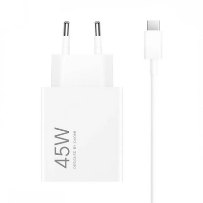 Chargeur Secteur USB Xiaomi HyperCharge Combo 45W avec Câble USB-C Blanc