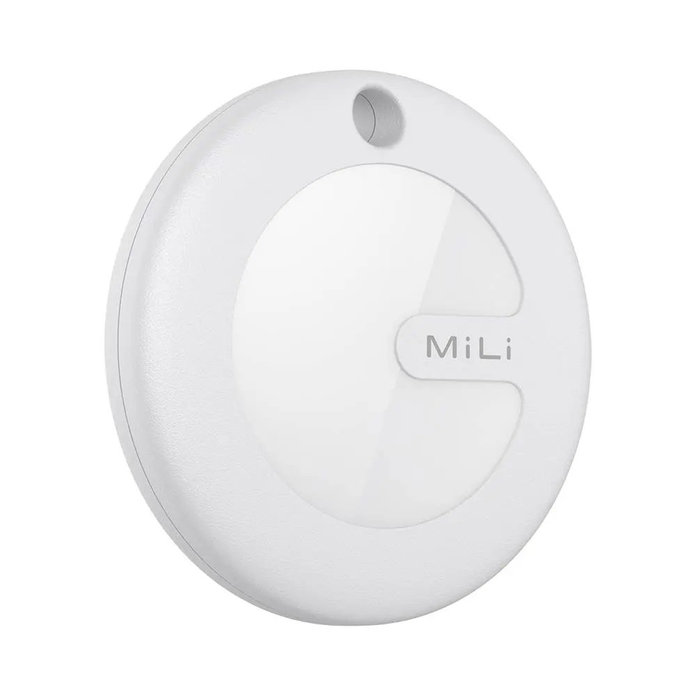 Traceur GPS MILI MiTag Duo avec Étui en Cuir PU Apple Find My & Google Find Hub Blanc