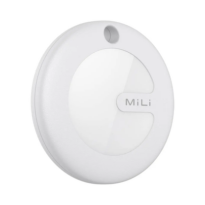 Traceur GPS MILI MiTag Duo avec Étui en Cuir PU Apple Find My & Google Find Hub Blanc