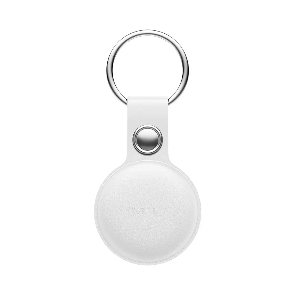 Traceur GPS MILI MiTag Duo avec Étui en Cuir PU Apple Find My & Google Find Hub Blanc