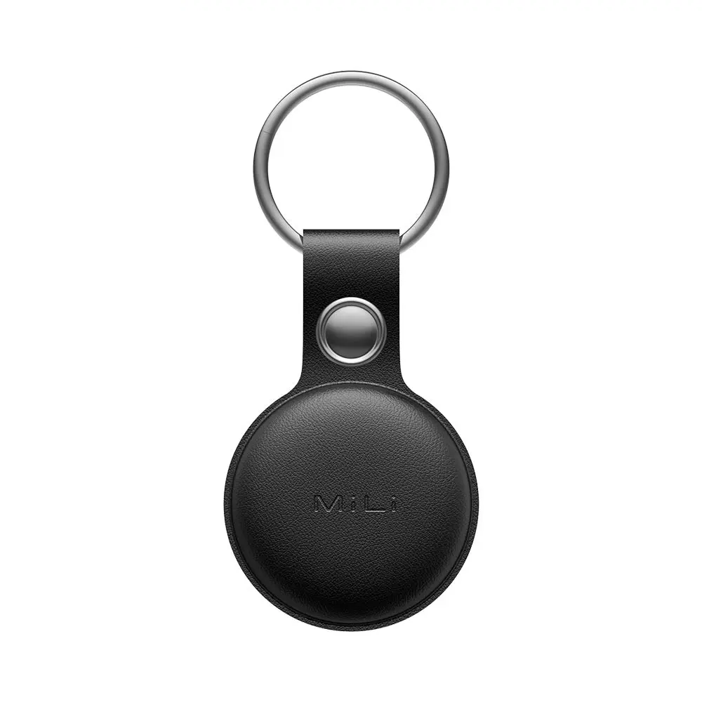 Traceur GPS MILI MiTag Duo avec Étui en Cuir PU Apple Find My & Google Find Hub Noir