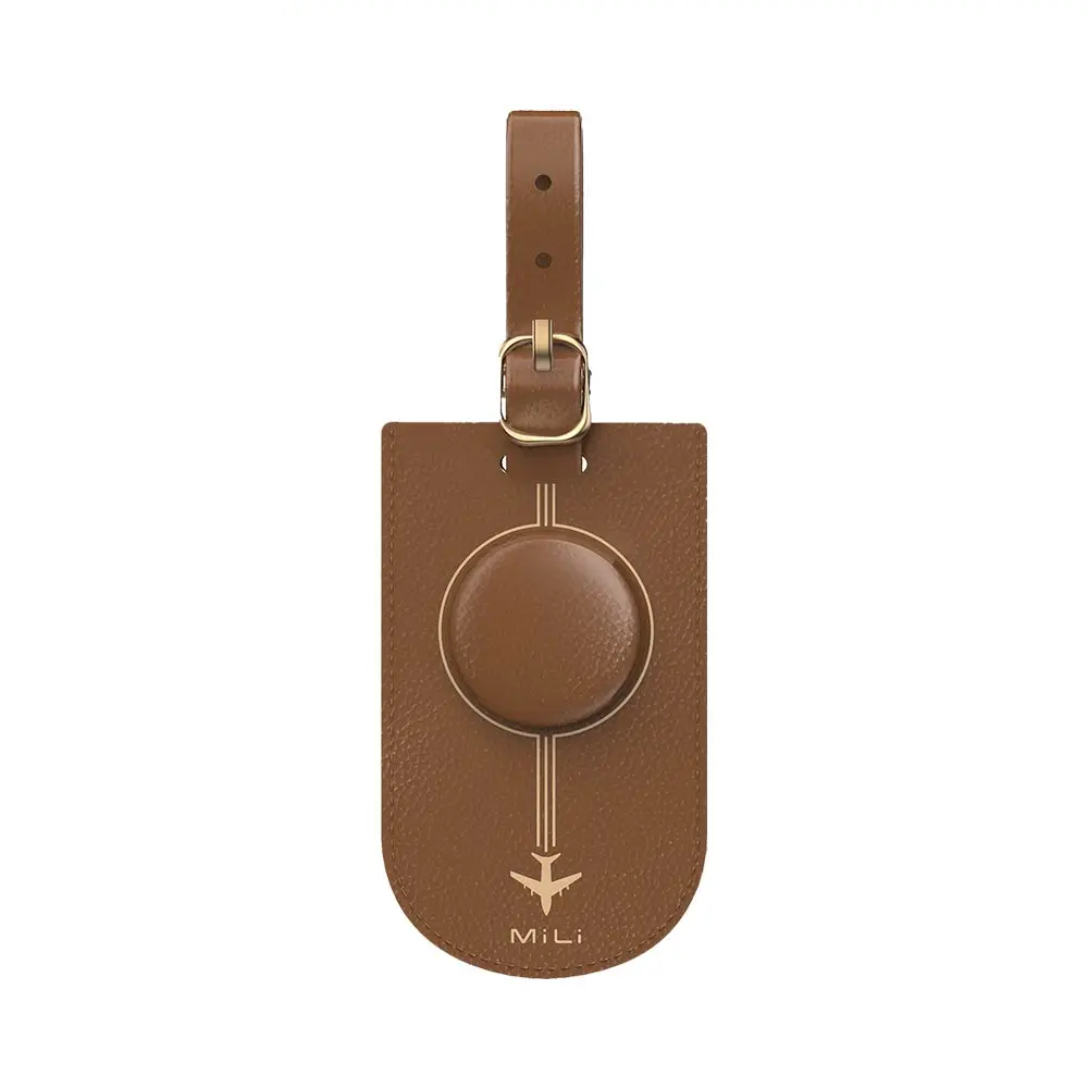 Traceur GPS MILI MiTag Duo avec Étiquette de Bagage en Cuir PU Apple Find My & Google Find Hub Marron