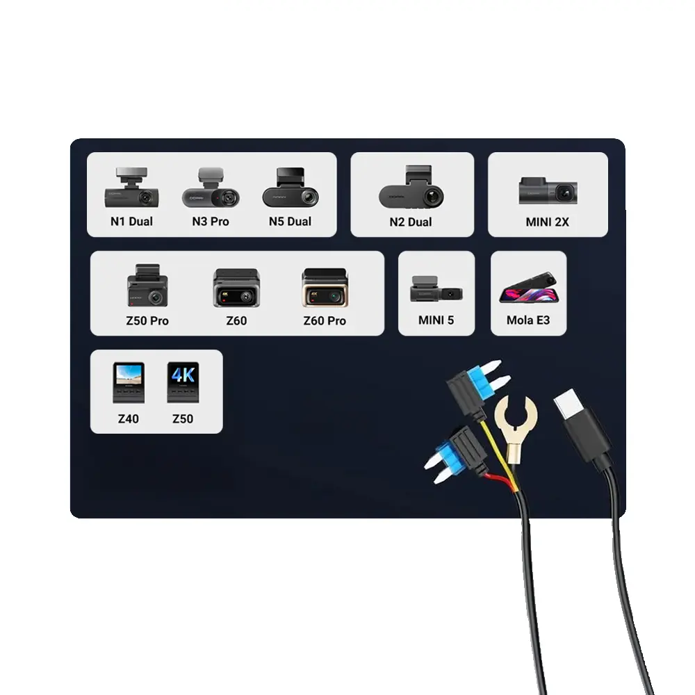 Kit de Câblage Dascham DDPAI Surveillance Parking 24h/24 USB-C 2eme génération