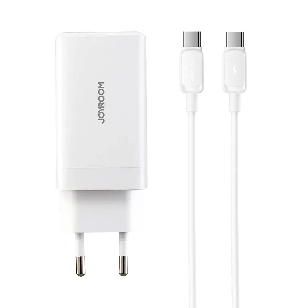 Chargeur Secteur Multi GaN JOYROOM JR-TG10 65W avec Câble USB-C vers USB-C 100W 1.2m Blanc