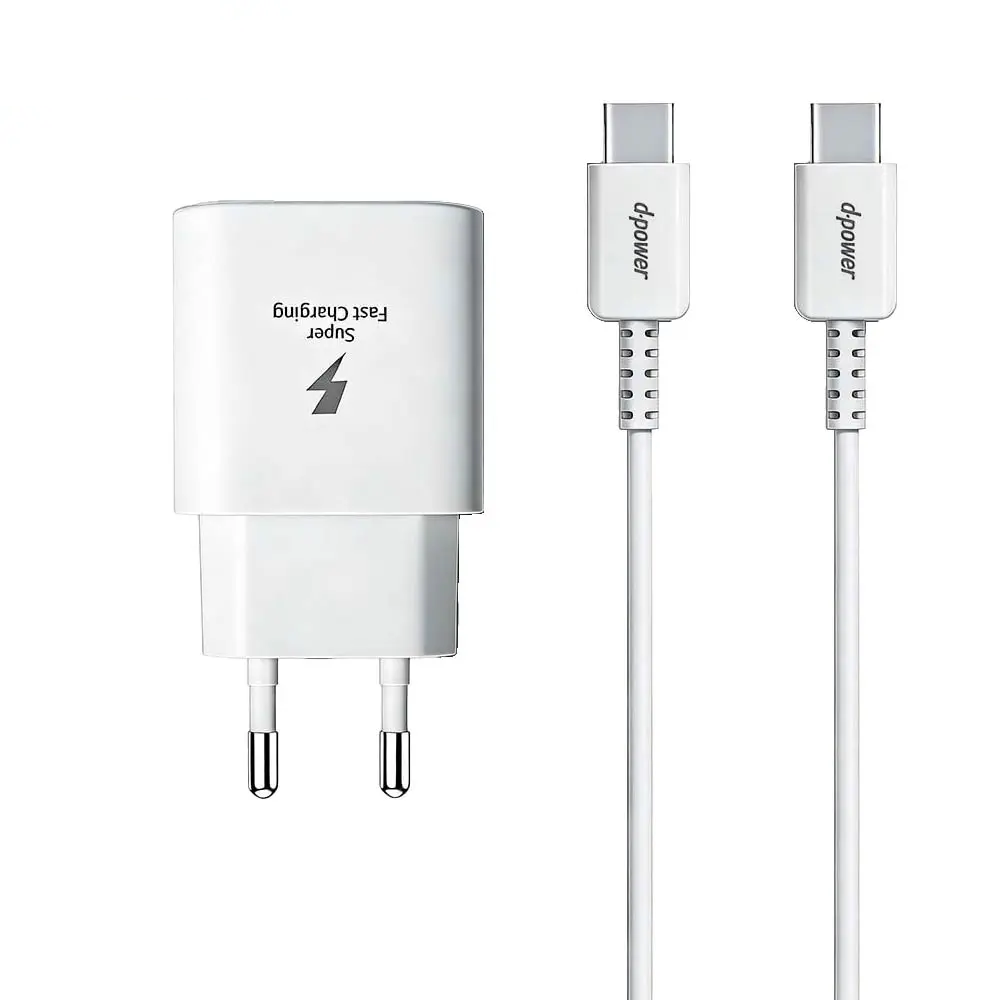 Chargeur Secteur USB-C d-power J8545W 45W avec Câble USB-C Blanc