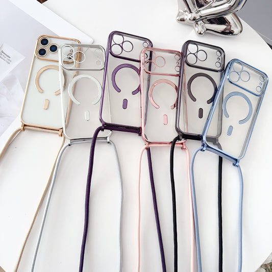 Coque de téléphone avec cordon et recharge sans fil magnétique