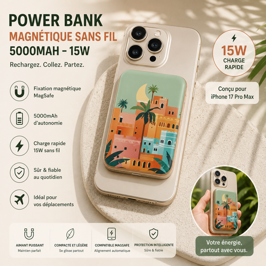 Batterie Externe Power Bank Sans Fil Magnétique MagSafe 5000mAh 15W