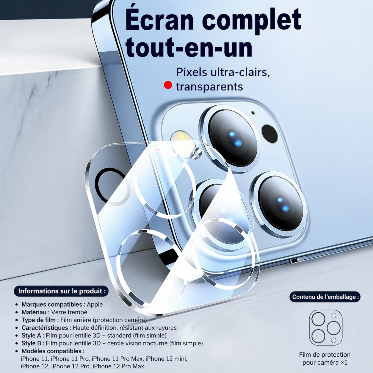 Film de protection pour caméra de téléphone portable
