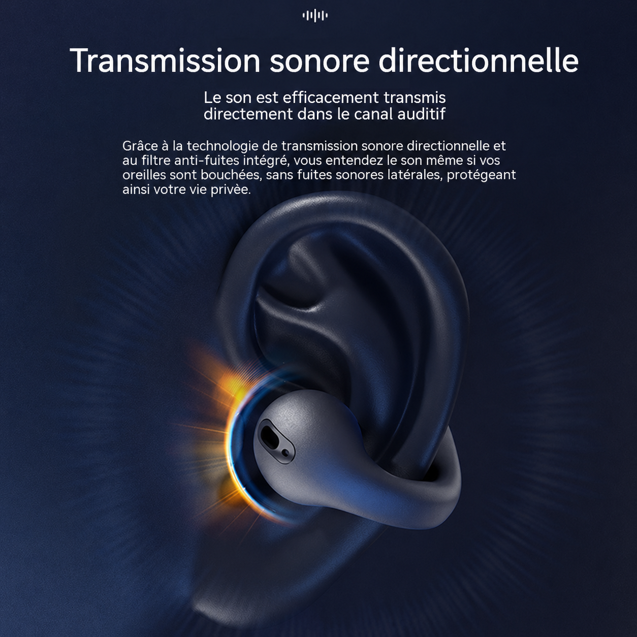 Casque Bluetooth sans fil à clip d’oreille TWS, confortable à porter, non intra-auriculaire, sport, conduction osseuse, Bluetooth 5.3