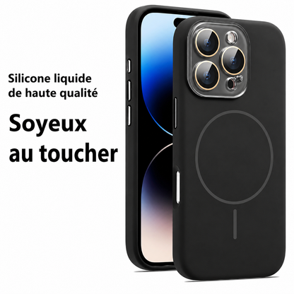 Coque de protection en silicone liquide magnétique avec lentille cristal