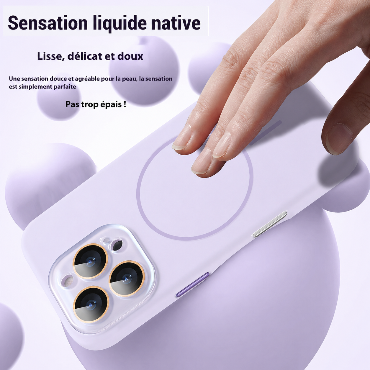 Coque de protection en silicone liquide magnétique avec lentille cristal