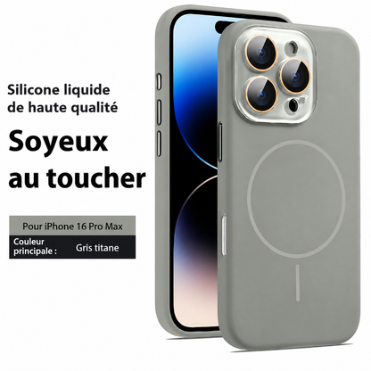 Coque de protection en silicone liquide magnétique avec lentille cristal