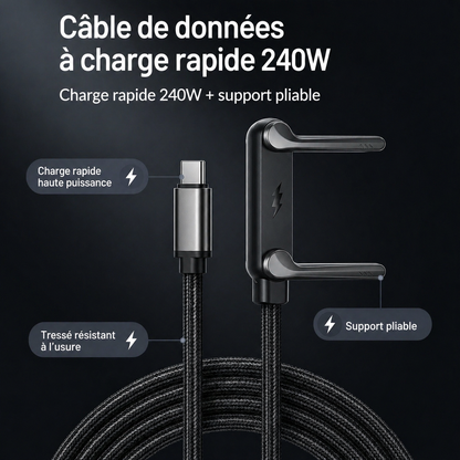 240W Foldable Stand Data Cable With Super fast Charging Support