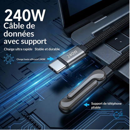 240W Foldable Stand Data Cable With Super fast Charging Support