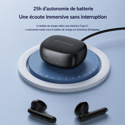 Casque Bluetooth sans fil à réduction de bruit, haute capacité et longue autonomie