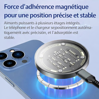 Chargeur sans fil magnétique 15W pour iPhone 17 Pro / Pro Max, compatible avec les modèles iPhone 12, 13, 14, 15, 16 et 17 Pro / Pro Max.