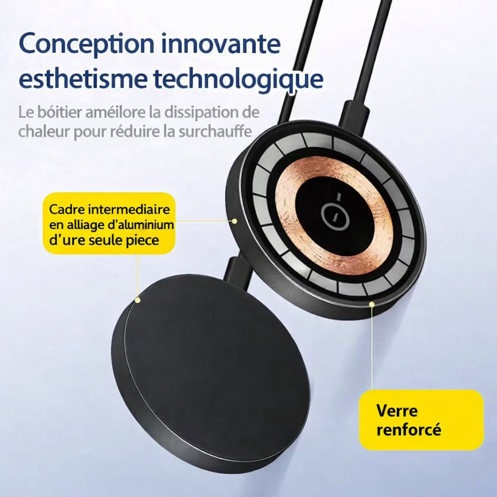 Chargeur sans fil magnétique 15W pour iPhone 17 Pro / Pro Max, compatible avec les modèles iPhone 12, 13, 14, 15, 16 et 17 Pro / Pro Max.