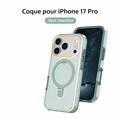 Coque magnétique mate avec anneau support rotatif 360° pour iPhone 17 Pro / 17 Max Plus, protection antichoc